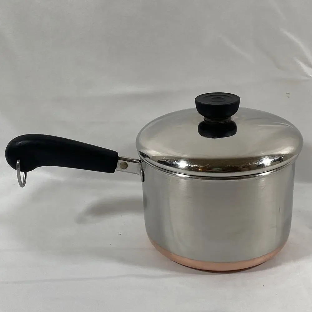 Revere Ware 2 Qt Copper Bottom Sauce Pan Pot Lid Stainless Steel Clinton 83 READ